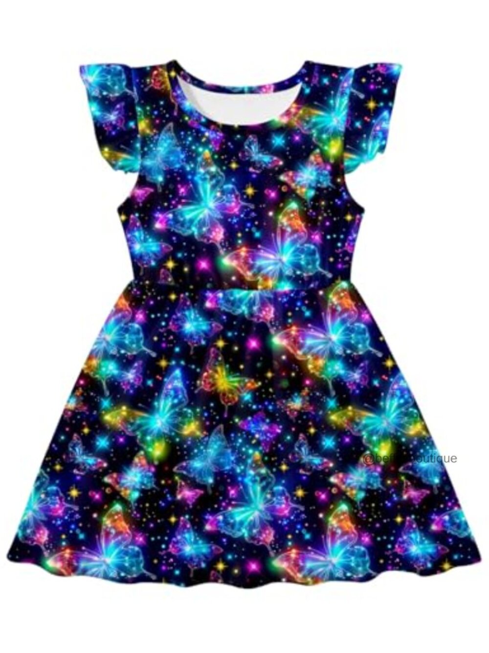 Toddler Girls Summer Dress Ruffle Flutter Sleeve A-Line Polyester Spandex